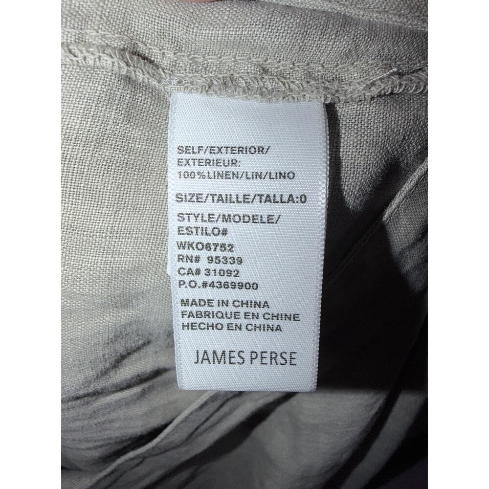 James perse 100% linen tan oatmeal romper long sleeve 0 minimalist drawstring - Picture 7 of 8